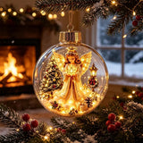 Glowing Christmas Story Ornament - Glowing Christmas Diorama Ornament, Light-Up Mini Scene With Warm LED Light, Light-Up Mini