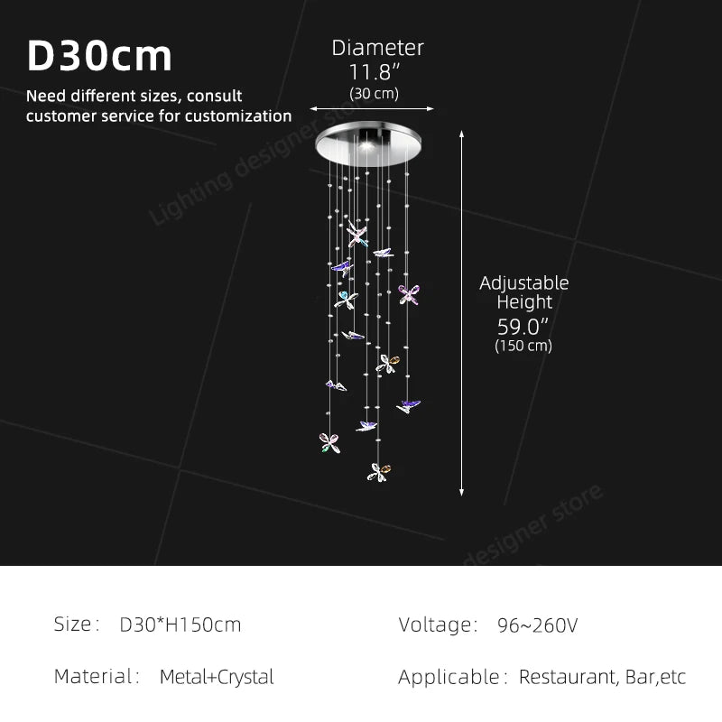 Chandelier Over the Dining Table Kitchen Island Pendant Light Dining Room Butterfly Design Chandelier Crystal Hanging Lamp