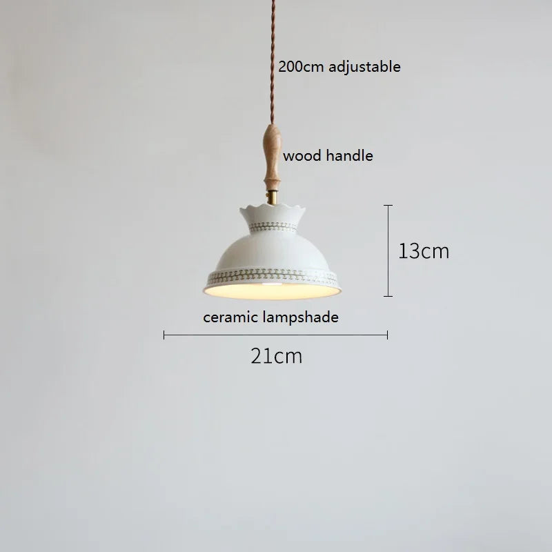 Butterfly Ceramic LED Pendant Lamp Beside Wooden Handle Copper Socket Home Decors Bedroom Dining Living Room Light Hang lamp