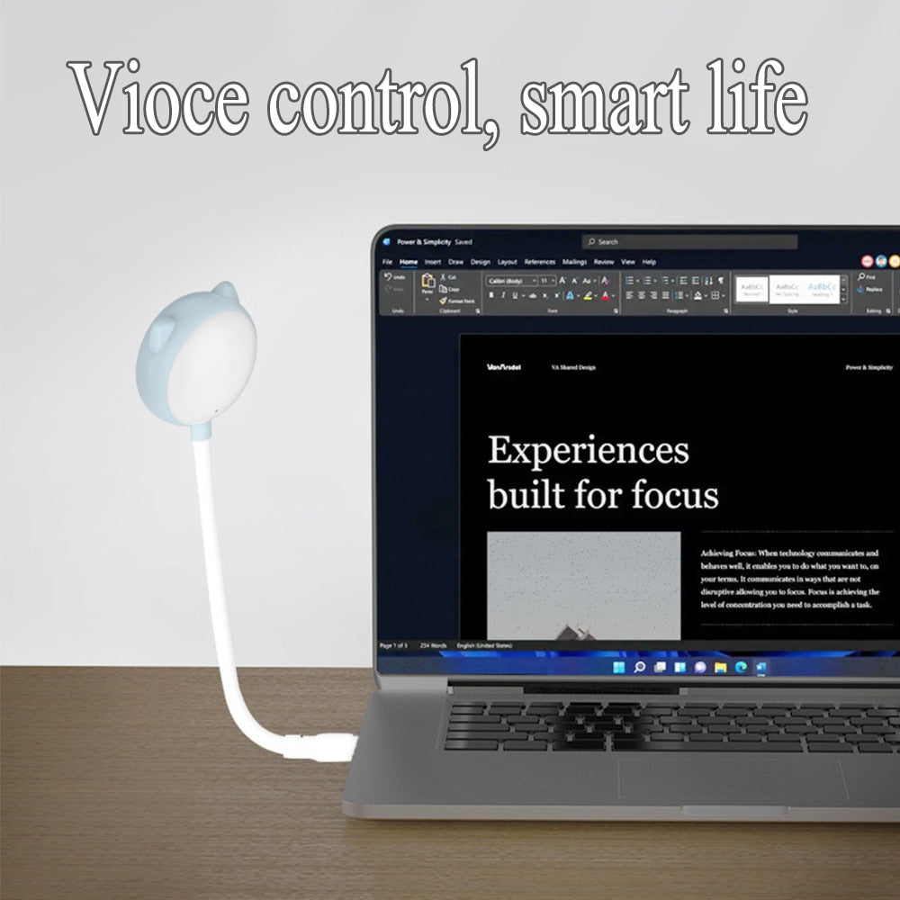 Smart Voice-activated Night Light Mini Portable USB LED Light Table Desk Lamp for Power Bank Camping PC Laptops Night Lighting