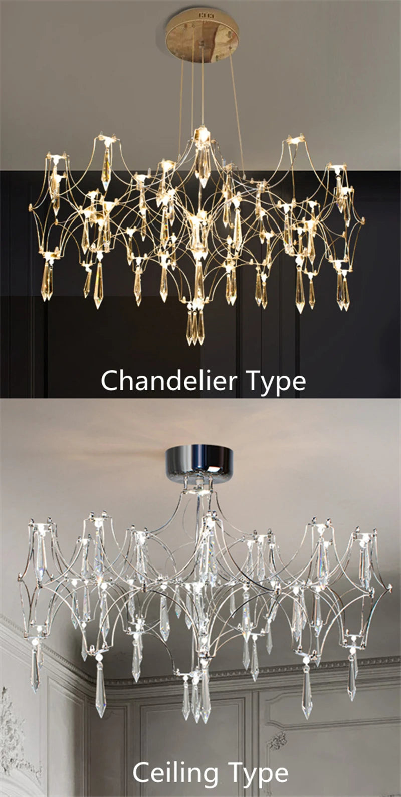 Modern Luxury Crystal Chandelier Modern LED Teardrop Chandelier For Villa Parlor Bedroom Living Room Firefly Ceiling Chandeliers