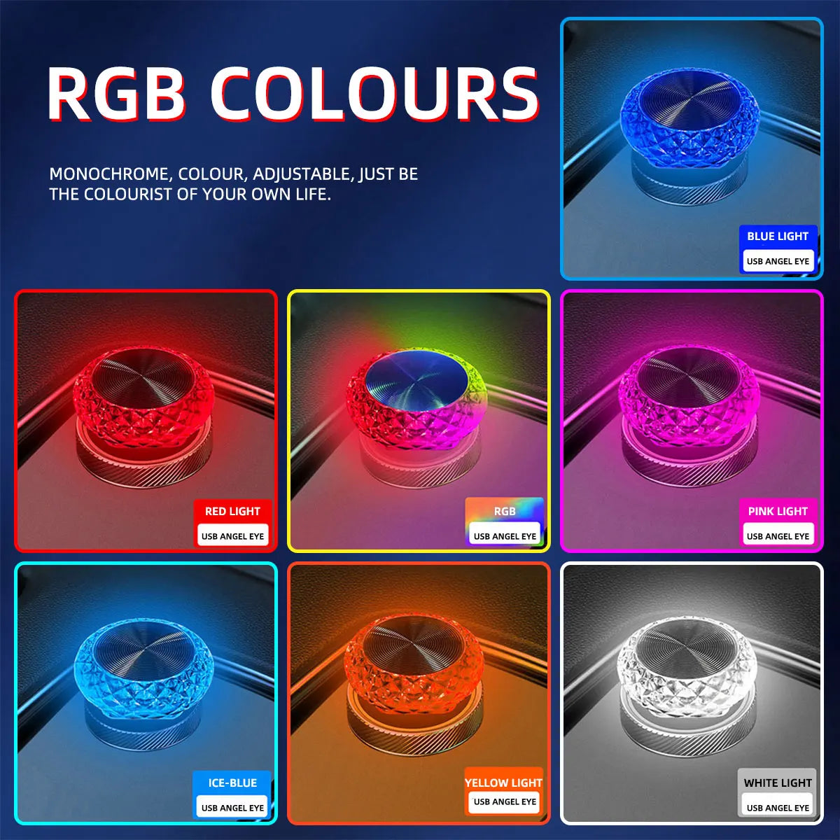 Mini RGB USB Ambient Light (1 Pack) - Plug & Play Decorative LED Interior Atmosphere Lamp for Car, Computer & Laptop