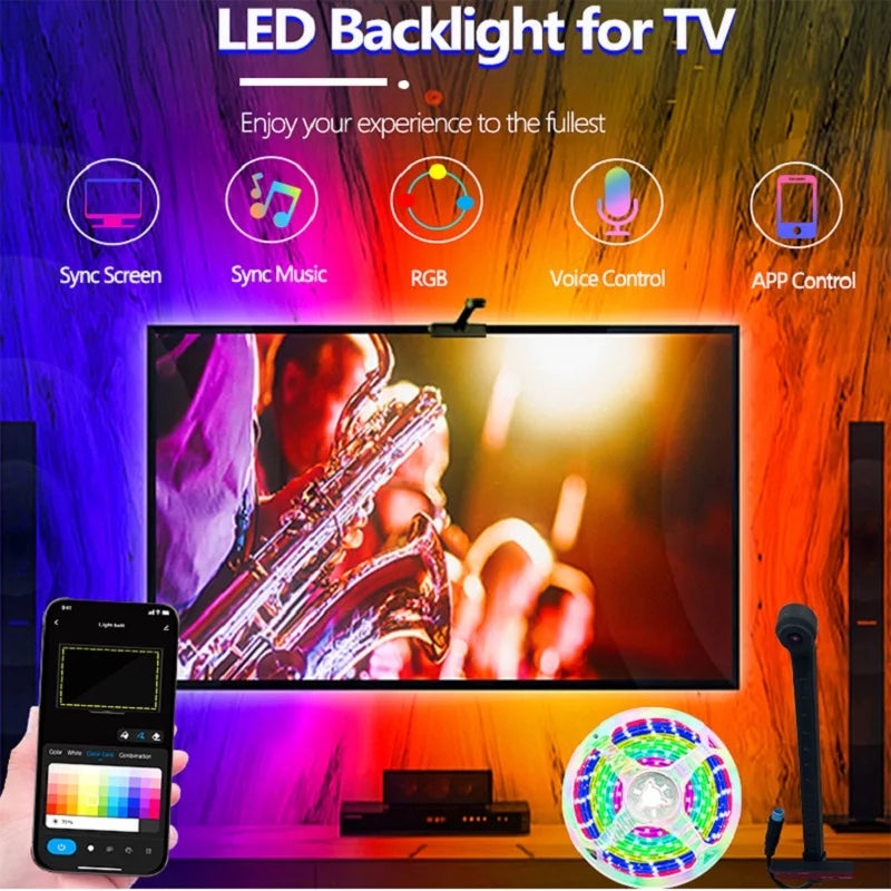 RGBIC TV Backlight Strip with AR Color Gamut Sensor - App Controlled Smart LED Light (16.4FT for 65–85" TVs)
