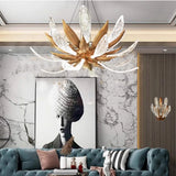 French Luxury Living Room LED Chandelier Bedroom Hotel Villa Glass Art Highend All Copper Pendant Lamp Designer Restaurant Light