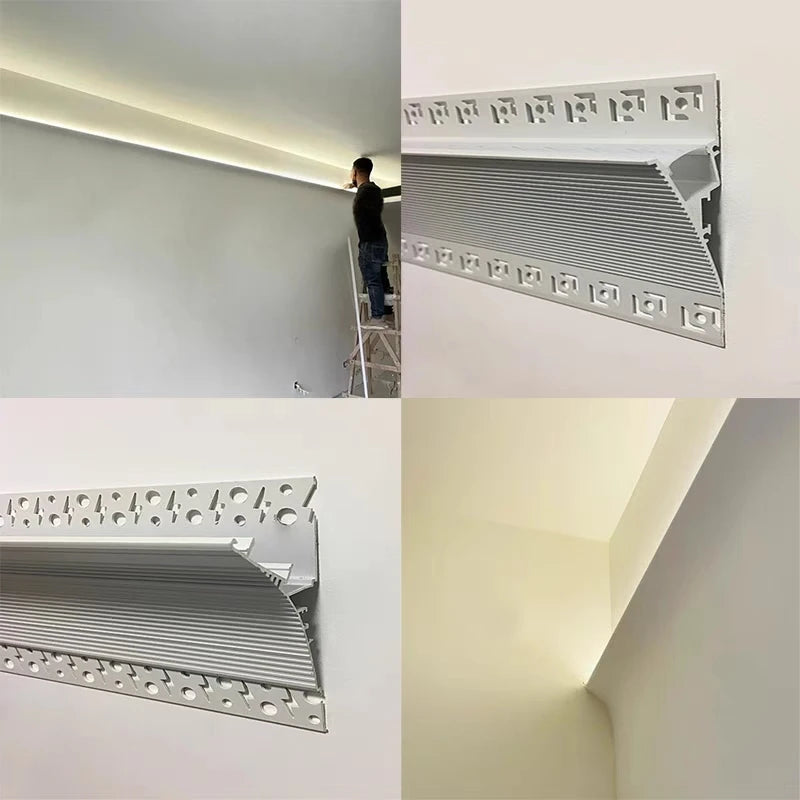 Free Ceiling LED Aluminum Profile Invisible Frameless Gypsum Channel Top Corner Line Lamp Waistline Wall Washer Backlight Light