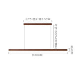 Japanese Pendant Light Black Walnut Fashion Home Design Nordic Long Strip Light Office Simple Wooden Dining Table Light
