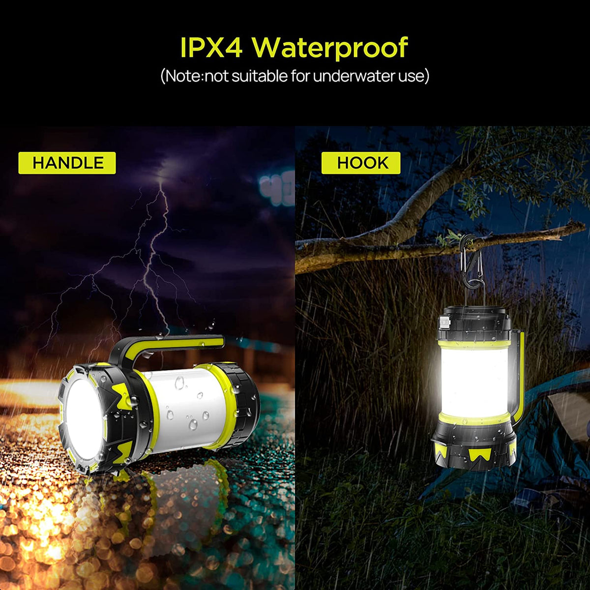 Camping Lantern Flashlight Rechargeable LED Bright Flashlight 3000mAh Power Bank Waterproof Emergency Flashlight Lantern USB