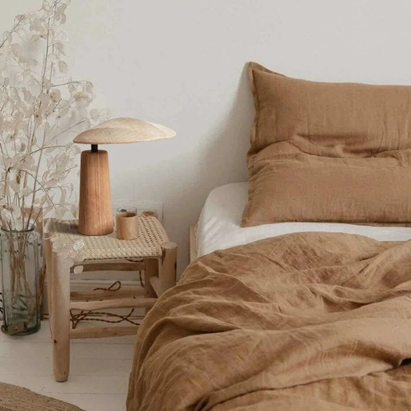 Solid Wood Bedroom Bedside Lamp Japanese Wooden Fabric Floor Light Home Decoration Desk Light Wabi Sabi Mood Light for Home Decr