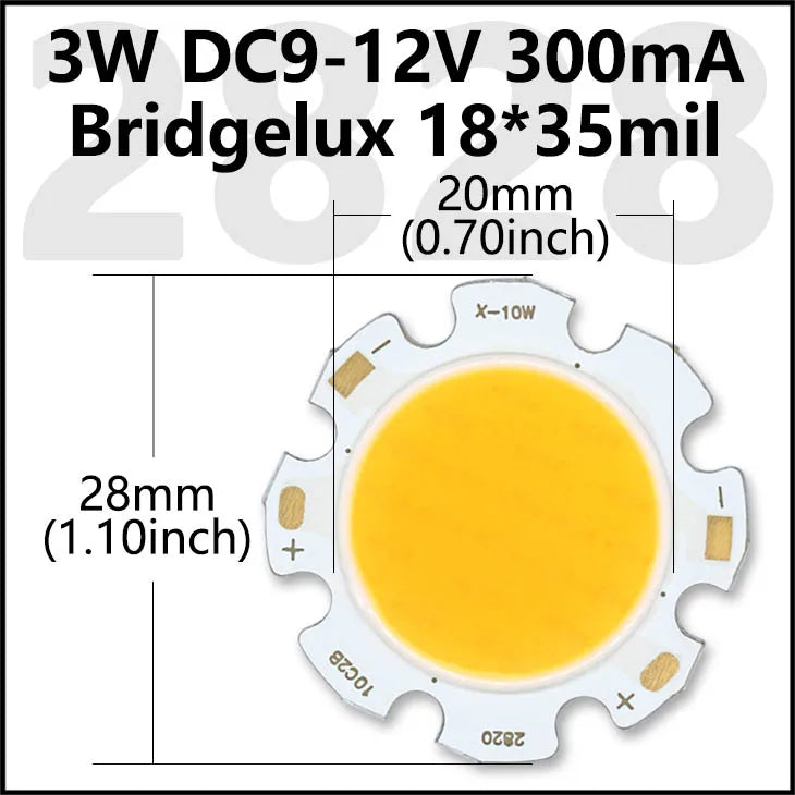 COB LED Chip 3W 5W 7W 10W 20W 30W 40W Light Emitting Diode LED Module Matrix 1313 2020 2828 1919 for Bulb Downlights