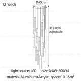 Nordic Staircase LED Chandelier - Modern Gold/Black Penthouse Hanging Lamp