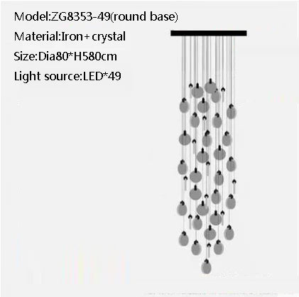 Duplex Staircase Pendant Lamps 2025 New Light Luxury Crystal Revolving Jump Floor Loft Apartment Living Room Long Chandeliers