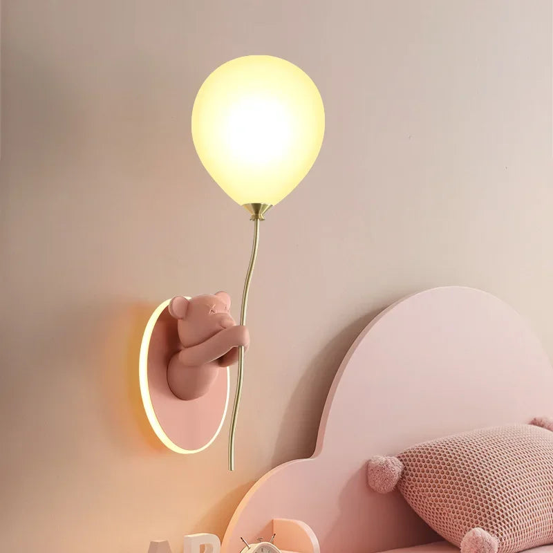 Creative Cartoon Balloon Wall Lamp - Pink & White Princess Room LED Light