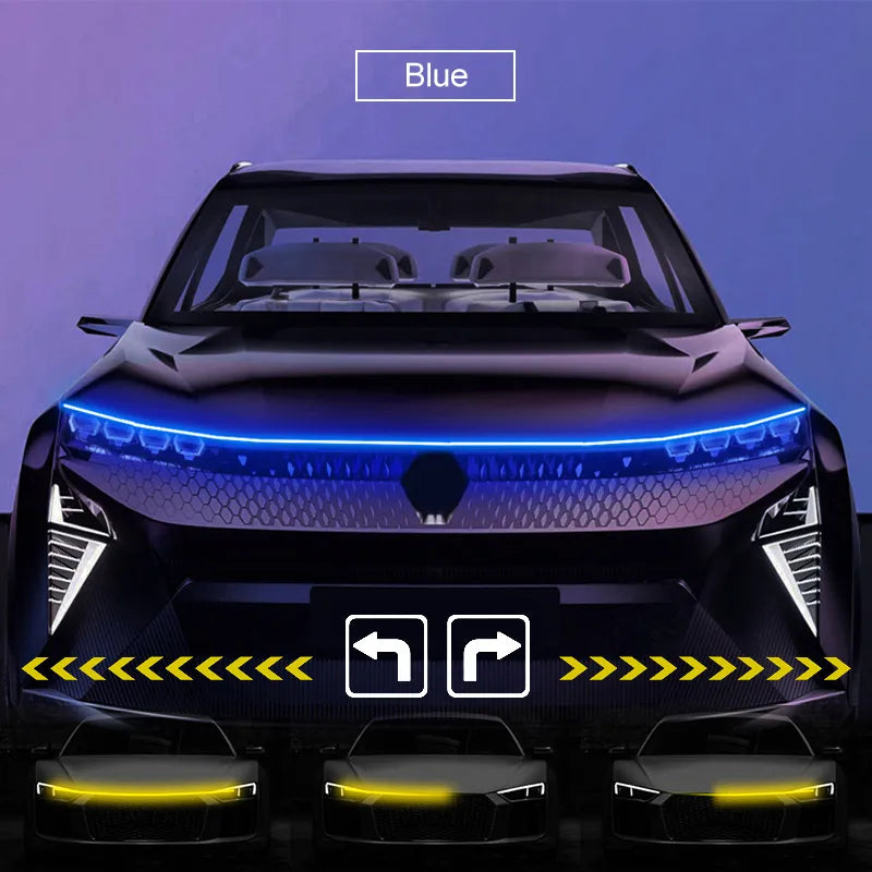 LED Car Hood Light with Turn Signal Scan and DRL.