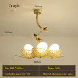 Modern Led Living Dining Room Kitchen Chandeliers Gold Bird Nest Egg Glass Ball Pendant Light Bedroom Loft Ceiling Hanging Lamp