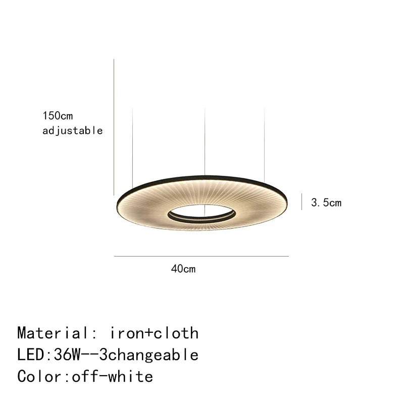 Modern Fabric Pendant Light Designer Iris Pendant Lights for Living Room Hotel Lobby Restaurant Decor LED White Round Chandelier