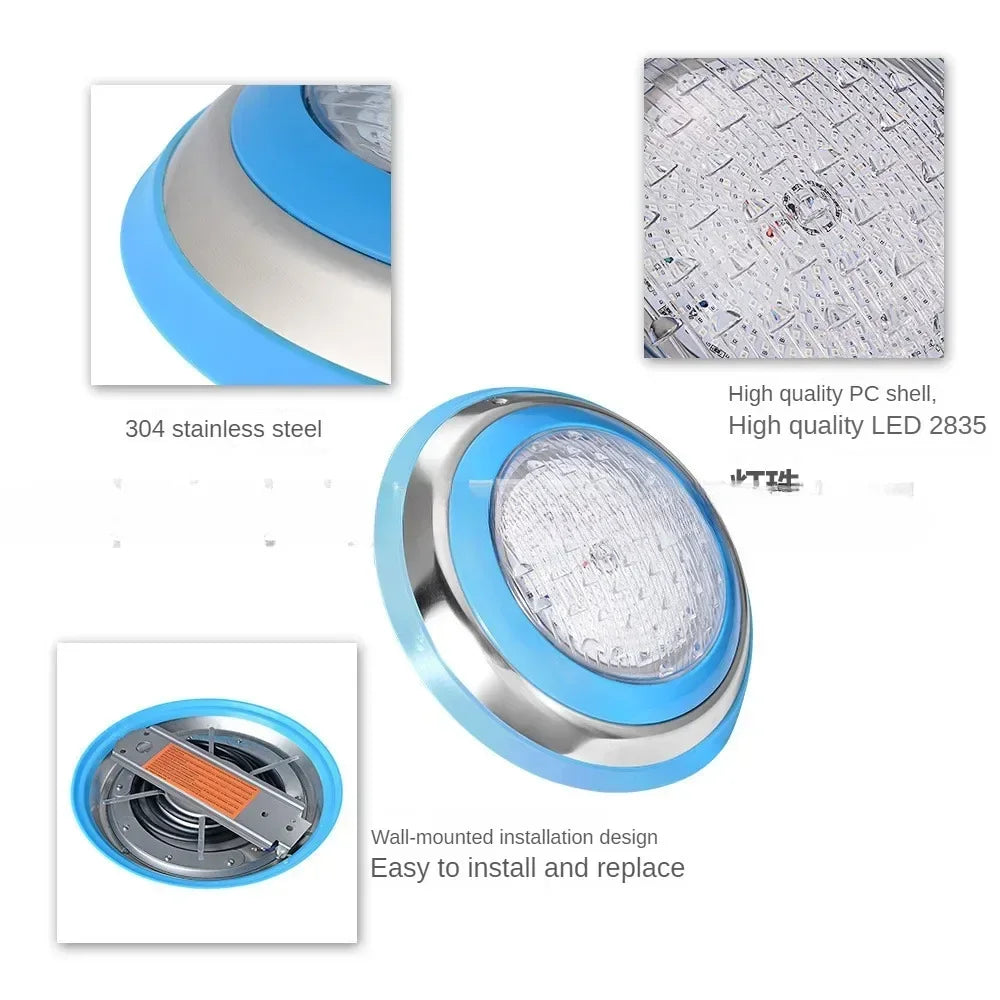 LED Swimming Pool Lamp AC 12V Stainless Steel Water Proof 15W 25W 35W 45W Warm/Cold Light Underwater Remote Control RGB Lamps