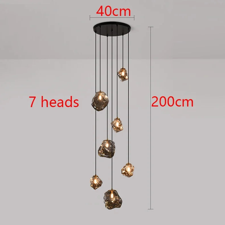 Nordic Creative Modern LED Light Chandeliers Irregular Lampshade Art Living Room Stair Pendant Light Living Room Home Decor