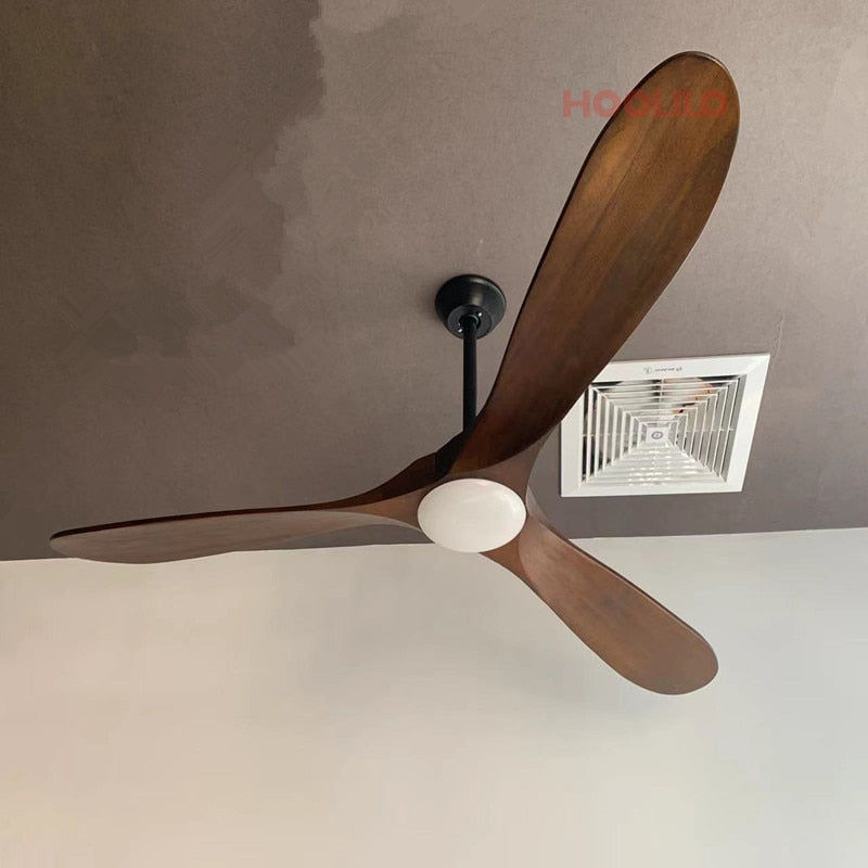 Wooden Blade DC 85V - 260V Motor Decorative Ceiling Fan Ventilator Light Remote Control Free Shipping