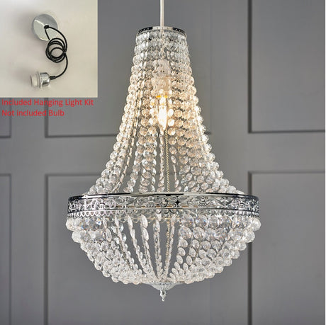 Premium Vintage Crystal Chandelier Ceiling Light Shade Drop Light Easy Fitting Charlotte Pendant Lampshade Without cord kit