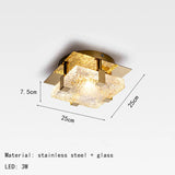 Modern Clear Crystal Ceiling Lamp Gold Metal Bedroom Kitchen Parlor Lighting Fixtures