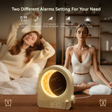 Sunrise Alarm Clocks for Bedrooms, Stepless Dimmable Moon Lamp Dual Alarm Clock with 12Levels Volume for Heavy Sleepers, 10 Natu