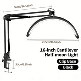 16-Inch U-Shaped Half-Moon LED Beauty Lamp - Eye-Protective Desk Light for Eyelash Extensions, Nail Art, Embroidery & Eyebrow Procedures