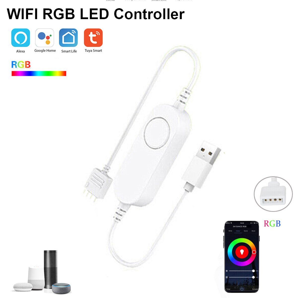 Smart Life APP 5-24V -DW/CCT/RGB/RGBW led Light Strip Wireless Remote Controller Smart Home work with Alexa Google Home