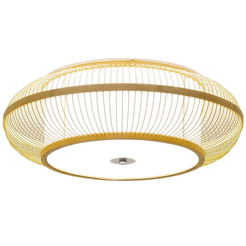 Style Chandelier Bamboo Wood Ceiling Lamp Surface Mounted Large Size Living Room Bedroom Luster Luminaire 45 50 60 cm