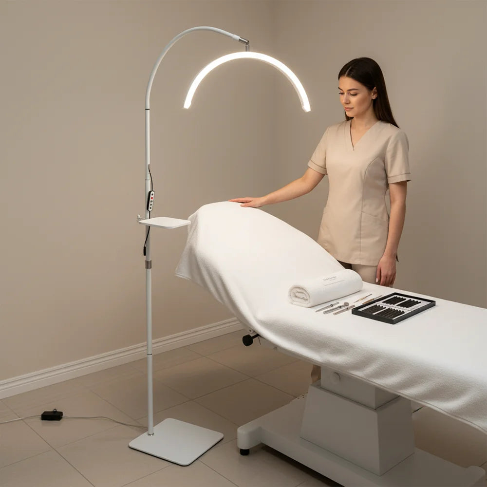 Half Moon lamp Hose with Tray 36W LED High Light Floor Light Adjustable Lashes Extension Tattoo Beauty Skincare Eyebrow Filling