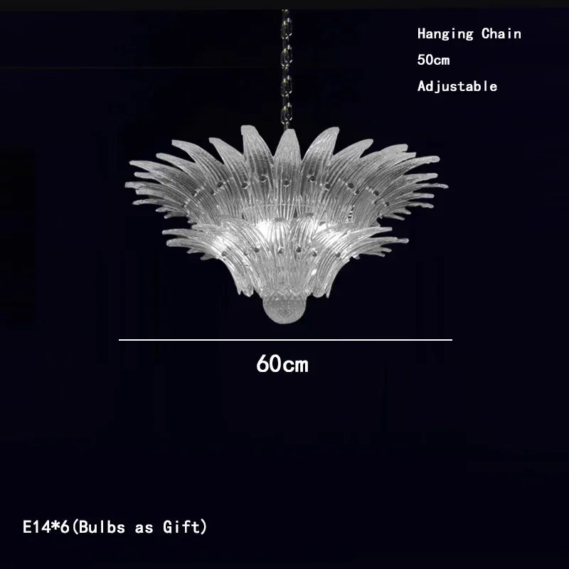 Petal Glass Flower Pendant Ceiling Lamp Minimalist Art Crystal Fringe Lamp for Living Room Staircase Villa Foyer Decor Lamp