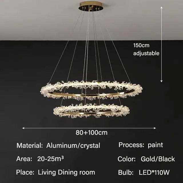 Modern Luxury Crystal LED Chandelier - Minimalist Pendant Light for Living Room