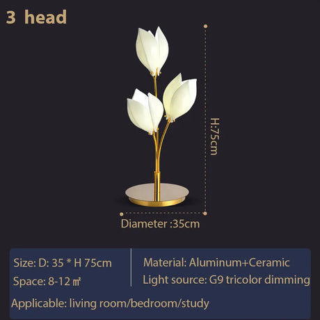 Post-modern Ceramic Magnolia Led Floor Lamp Indoor Home Decors Standing Lamps for Living Dining Room Bedroom Lamp Table Light