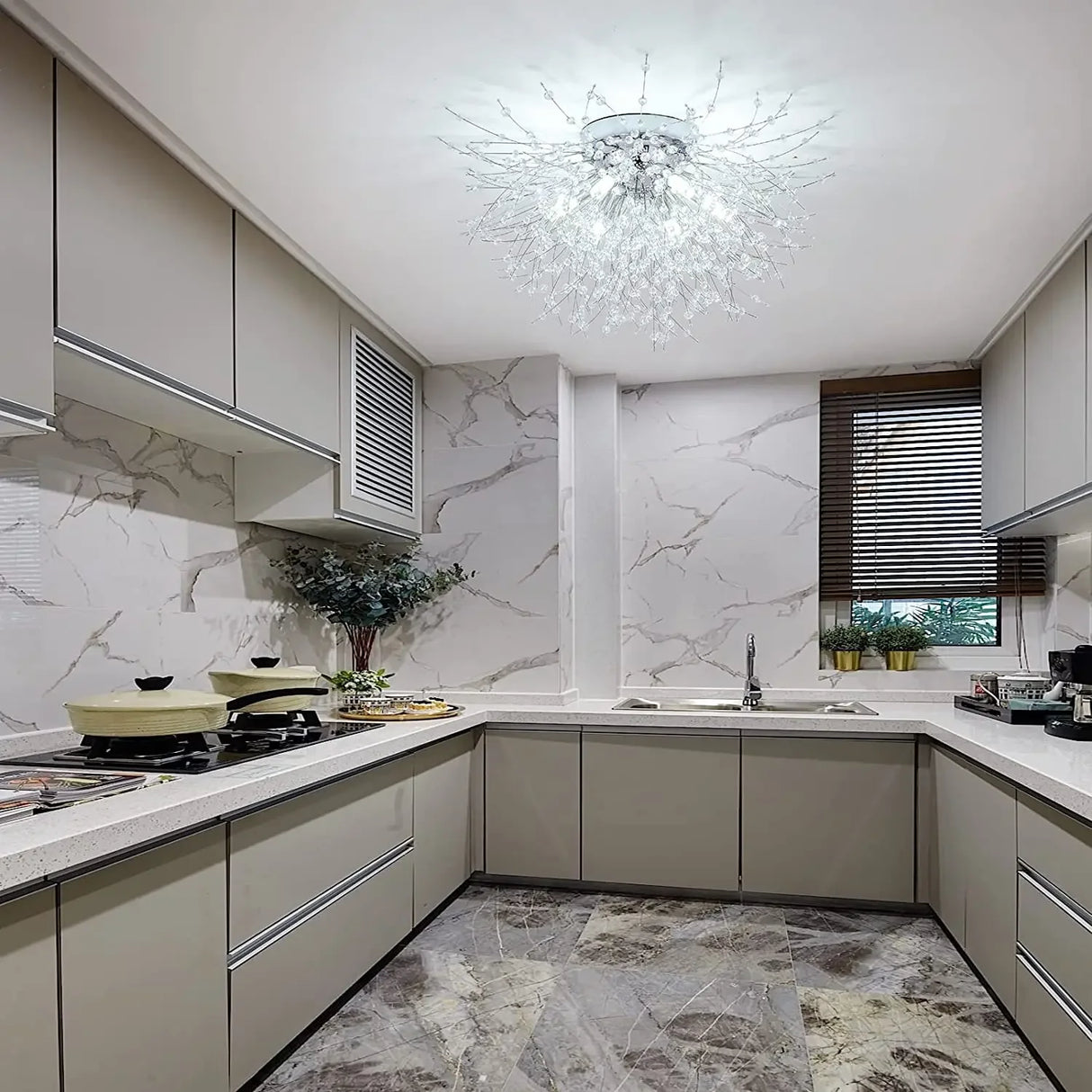 Modern Luxury Living Room Crystal LED chandelier Dandelion Firefly Bedroom Light Lighting Ceiling Pendant Lamp Home Decoration