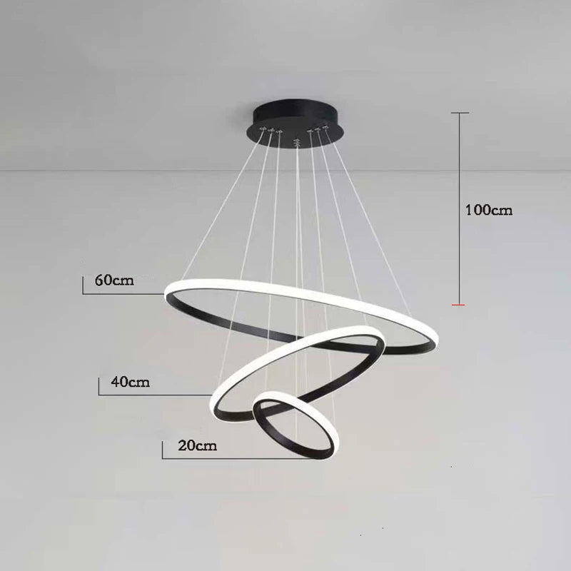 Nordic 3-Ring LED Chandelier - Modern Minimalist Pendant Lamp for Living Room