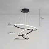 Nordic 3-Ring LED Chandelier - Modern Minimalist Pendant Lamp for Living Room