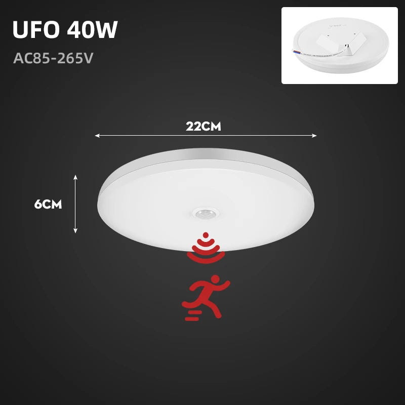 Modern LED Motion Sensor Ceiling Lamp - 20W PIR Smart Night Light Fixture