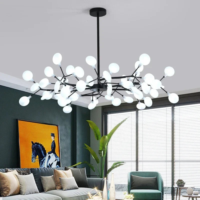 Modern Firefly LED Chandelier Black Gold for Living Room Bedroom Hall Home Decor Indoor Lighting Minimalist Ceiling Pendant Lamp