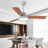 Modern Wooden Ceiling Fan Lights LED Living Dining Room 42 48 Inch Nordic Industrial Wind Remote Dimming Bedroom Fans Lamps