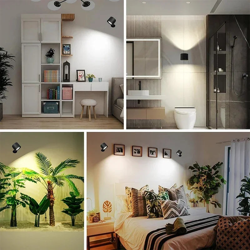 Double-Head LED Wall Lamp with Touch & Remote - 360° Rotatable Wireless Night Light