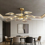 Nordic Luxury Lotus Ceiling Light Gold Acrylic Hanging Lustre for Dining Room Kitchen Island Home Decoration Lighting