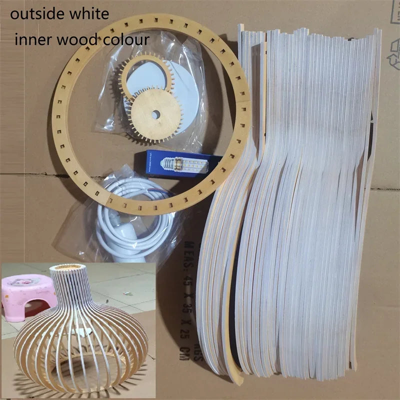 Holland Designer VIP Country Style Focusrini Wood Cage Chandeliers Light Black Bamboo Lamp Lighting Fixtures Drop Shipping