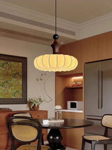 Retro Fabric & Solid Wood LED Pendant Light - Vintage Traditional Ceiling Chandelier Hanging Lamp Fixture for Living Room, Restaurant & Hotel Decor