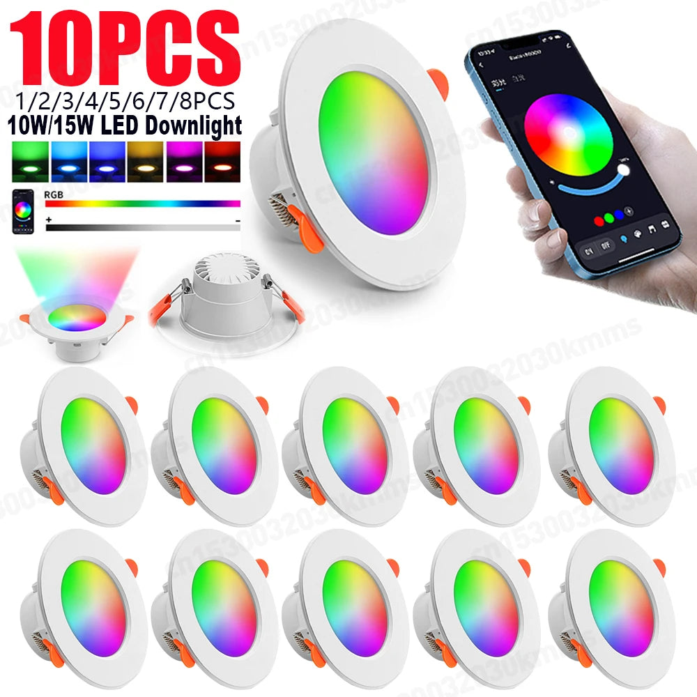 15W/10W LED Downlight Bluetooth LED Smart Ceiling Light Motion Sensor 85-265V Dimmable RGB Lamp APP Remote Control Smart Life