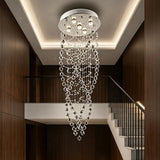 Elegant Multi Strand Waterfall Crystal Ceiling Lamp Long Vertical Crystal Chain Flush Mount Light For Large Living Room Stairwel
