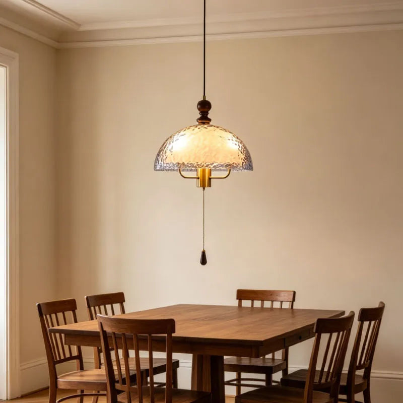 Acrylic Lampshade Pendant Lights Three E27 Bulb With Brown Wood For Bedroom Dining Room Kitchen Shop Lighting Fixtures