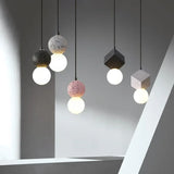 Modern Minimalist Resin Honeycomb Stone Design LED Warm White Light Single Bedside Dining Pendant Lamp Glass Ball Pink Fixture