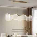 Modern Acrylic Hanging Chandelier Light Fixture Wave Shaped Pendant Lamp for Dining Room Home Decor