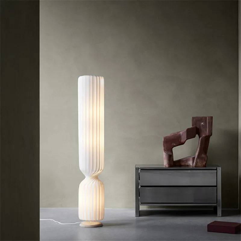 Nordic pleated Floor Lamp wabi- sabi white Fabric Lamp For Living Room Bedroom Loft Decors LED corner long strip Standing Light