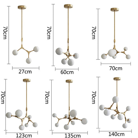 Nordic creative Glass ball chandelier Modern minimalist  dining table Bar LED hanging lamp living room molecular pendant lamps