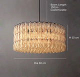 2025 Contemporary Glass Pendant Lamp Round Rectangle Chandelier Silver Black Finish Adjustable Ceiling Light Villa
